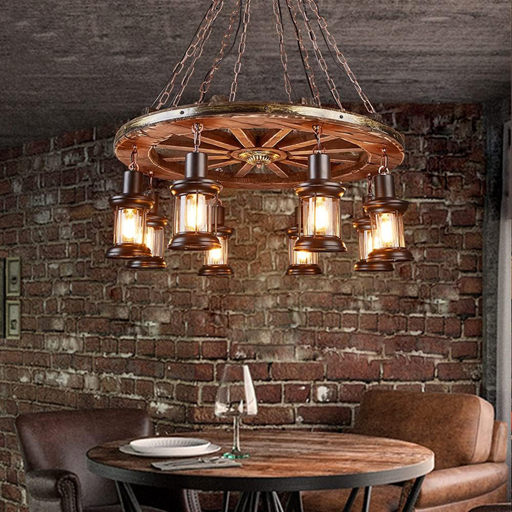 ◆ニチベイ◆ウッドブラインド◆W1220×H920◆O-2506BL7◆ Breakwater Bay 31.5-inch Vintage 8-light Dimmable Wagon Wheel
